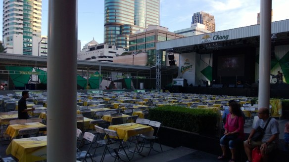 Chang Beer Park outside CentralWorld mall.  