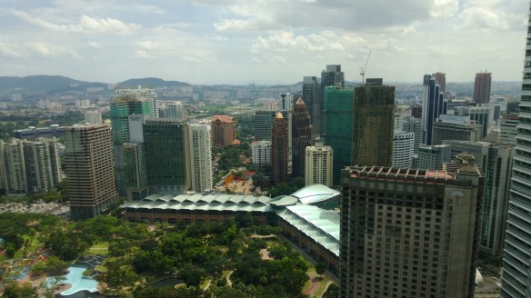 View of KL from the skybridge of the Petronas Towers