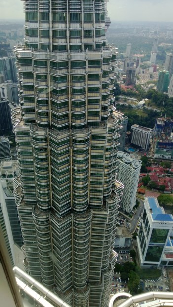 View of one of the towers showing the footprint of the building.