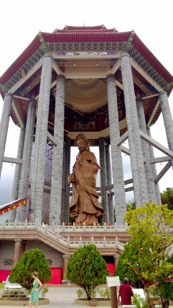 36.5m high statue of Kuan Yin, goddess of mercy, at the top of the temple.