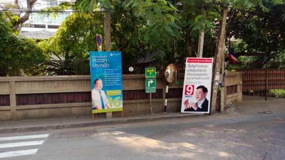 Two of the typical election campaign signs along the road.