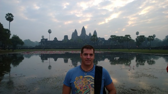 Me at Angkor Wat at sunrise, in front of the reflecting pond.  Even though it was a little cloudy that morning, it was still worth getting up at 4:30am to be at this incredible place for sunrise.