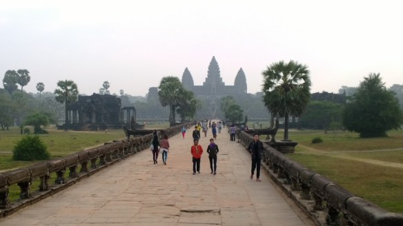 The long, stone walkway leading up to Angkor Wat.  Hard to describe the feeling you get as you walk towards that massive, imposing temple in front of you.