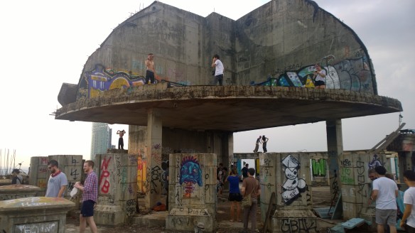 At the top of the building, looking up at what would have eventually been the dome of the building